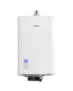 Calentador de agua KASSAI un flujo de 16 lpm, 2 servicios. Gas natural (GN)