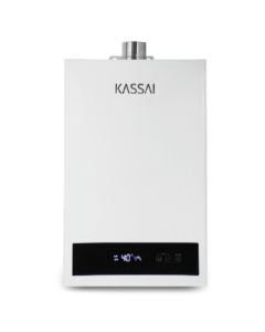 Calentador de agua KASSAI con flujo de 12 lpm,   2 servicios. Gas propano (LP)