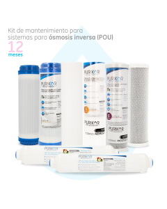 Kit mantenimiento 12 meses ósmosis y ultrafiltración PURIKOR de 5 etapas. 