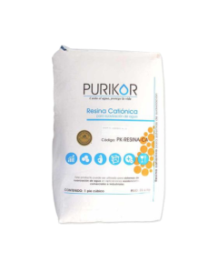 Resina catiónica PURIKOR para Suavizador de gabinete con 1 ft³ en bulto de 22.6 Kgs.