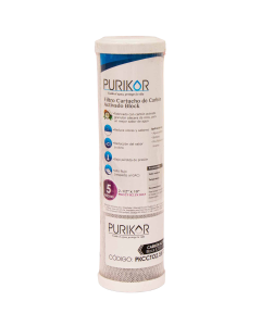 Filtro cartucho de carbón activado block (CTO) PURIKOR de 2.5X10X5 (5 micras)