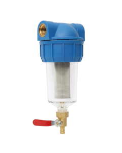 Portafiltro malla lavable PURIKOR transparente para un Flujo de 6 gpm.  Conexión: 1/2"