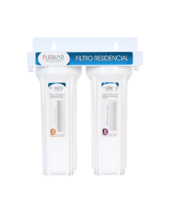 Purificador de agua filtración básica PURIKOR de 2 etapas. Flujo 0.5 gpm 