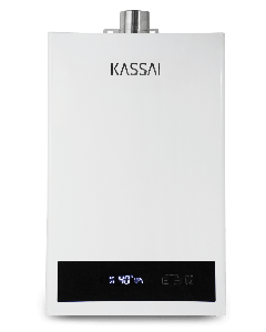 Calentador de agua KASSAI con flujo 12 lpm, 2 servicios. Gas natural (GN)
