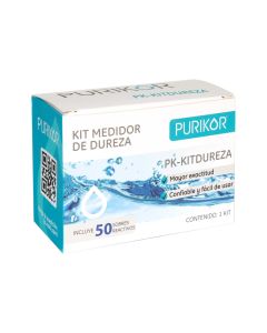KIT medidor de dureza PURIKOR mayor exactitud, 50 sobres rango (30 - 600 ppm)